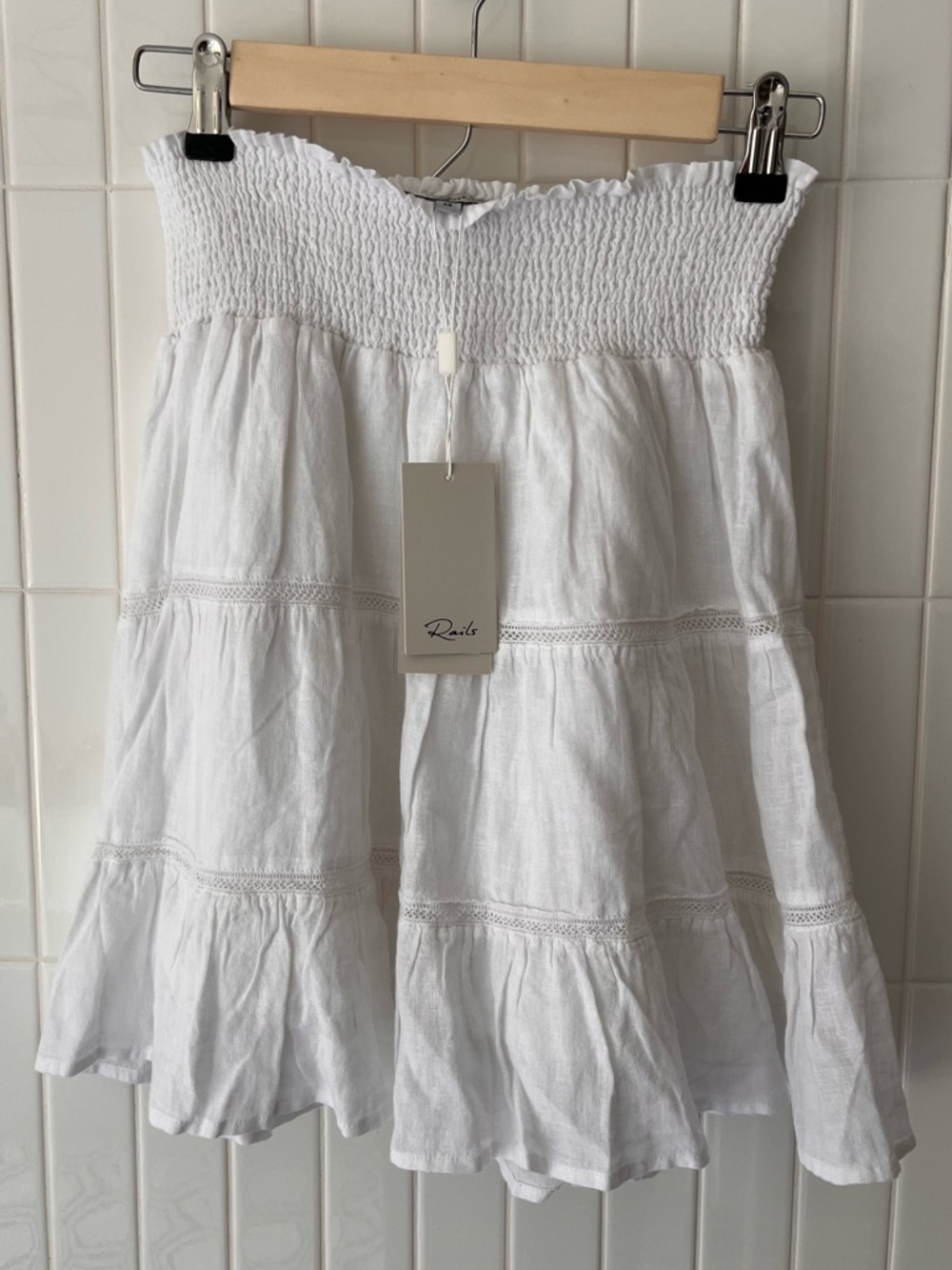 Rails Addison Smocked Mini Skirt XS White NWT